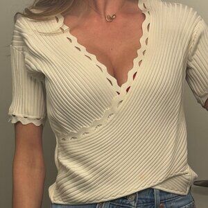 Jonathan Simkhai cream scallop top size M